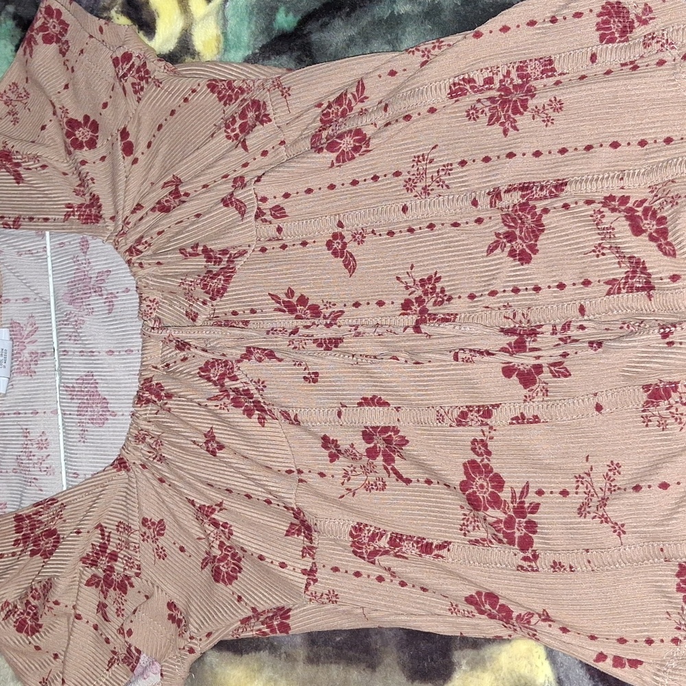 Brown Floral Tight Fitting Top